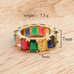 Detailed view of rainbow eternity ring showing 7x5mm stones and 7.1g weight specification