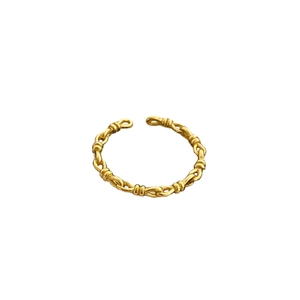 Minimalist S925 sterling silver woven chain open ring in a gold finish for women