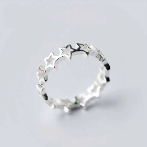 Anello Stella Cava Rame Color Argento Minimalista Anello Aperto Regolabile Gioielli Da Donna Stile Coreano