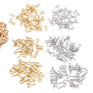 Golden and silver stainless steel eye pins for DIY jewelry making and handmade crafts