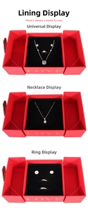 Three-tier display of a red multi-functional jewelry gift box with LOVE engraving