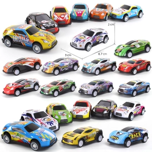 Set of colorful plastic pull-back racing toy cars with detailed 6.7cm size measurement