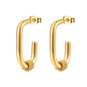 Chic gold-plated stainless steel hoop earrings with a textured twist knot design