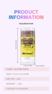 Detailed size specifications for glitter stick makeup in gold star series variant