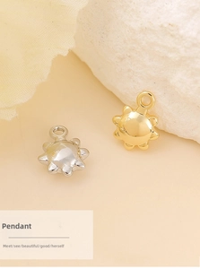 Polished gold and silver sun-shaped pendants for DIY necklaces and earrings craft jewelry