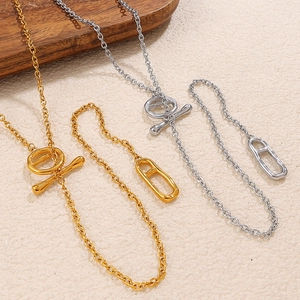 Stainless Steel Long Sweater Chain Necklace Pig Nose Link Anchor Design With Toggle Clasp Minimalist Jewelry For Women