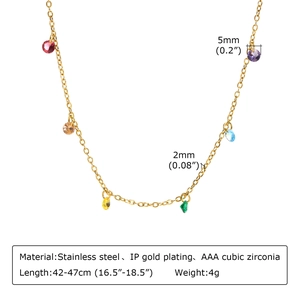 Elegant gold titanium steel necklace featuring brilliant white cubic zirconia accents