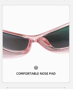 Macro shot of comfortable integrated nose pads on Y2K pink polarized sunglasses