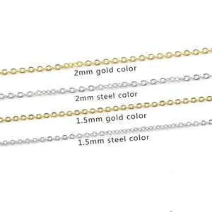 1.5mm and 2mm stainless steel O-chains in gold and steel colors for DIY necklace making