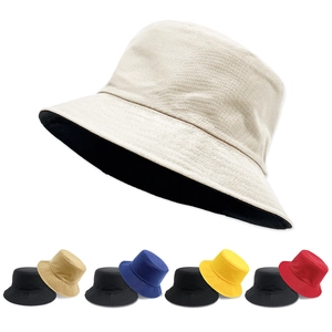 Double Sided Bucket Hat Cotton Fisherman Sun Protection Foldable Summer Outdoor For Kids Adults