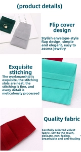 Detailed view of flap design and fine stitching on premium velvet jewelry pouches