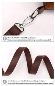 Detail of brown litchi pattern PU leather strap with silver metal spring buckle