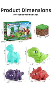 Detailed dimensions of 200pcs magnetic dinosaur blocks building set for kids