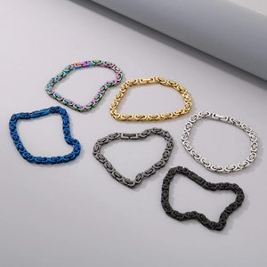 Byzantine style stainless steel chain bracelets in various metallic colors set