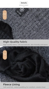 Detail of warm knit beanie with soft black fleece lining for men's winter protection