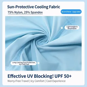Light blue cooling sun protection tennis skirt with UPF50+ fabric and breathable mesh