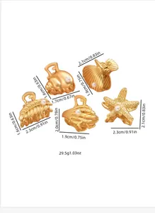 Detailed size specifications for pearl-embellished alloy hair clips in five unique shapes
