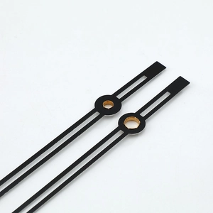Black hollow metal clock hands for quartz wall clocks with gold reinforced center rings