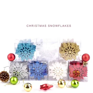 Christmas Snowflake Ornaments Glitter Plastic Acrylic Hanging Festive Tree Decorations Holiday Home Party Decor
