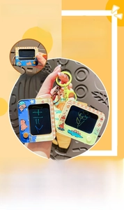 Close-up of mini Capybara drawing board keychain with cute cartoon pattern and stylus