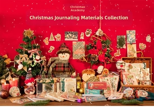Detailed Christmas song series sticker set with festive red and green stationery items