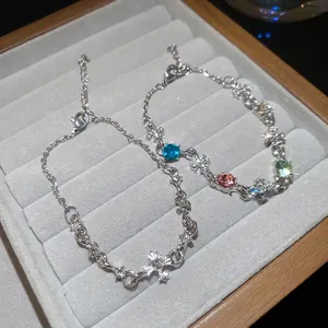 Elegant sparkling cross pendant bracelets with cubic zirconia and colorful gemstones