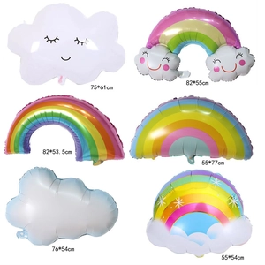 Rainbow Cloud Aluminum Foil Balloon Smiling Face Tassel Gradient Color Birthday Party Decoration Prop Cartoon Novelty