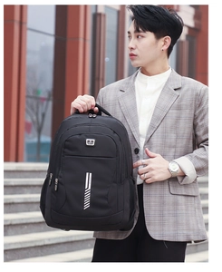 Outdoor lifestyle view of a men's business casual backpack with durable fabric