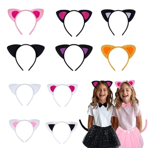 Kids cute cat ear headband 3-piece set with matching bowtie and tail for cosplay costume