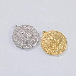 Stainless Steel Saint Benedict Medal Pendant Round Religious Exorcist Retro Cross Charm Jewelry For Men Women