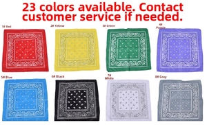 Detailed grid view of assorted colorful paisley pattern bandanas for party styling