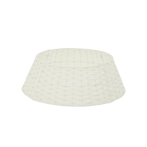White woven Christmas tree collar base stand cover for minimalist holiday home decoration