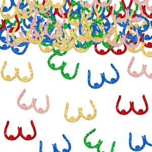 Colorful breast-shaped confetti sparkles for bachelorette parties and funny celebrations