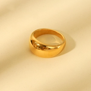Polished 18K gold plated stainless steel chunky dome ring with a sleek minimalist finish