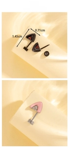 Detailed size view of kitten ear stud earrings with micro-set zircon and screw back closure