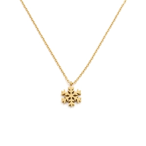18k gold plated stainless steel snowflake pendant necklace with delicate link chain