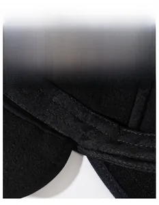 Detail of the widened sweatband with moisture-wicking fabric on this black baseball cap