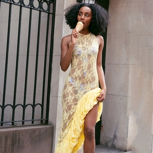 Robe Maxi Sexy En Dentelle Pour Femmes Sans Manches Col Rond Ourlet Volanté Irrégulier Transparente Été Plage