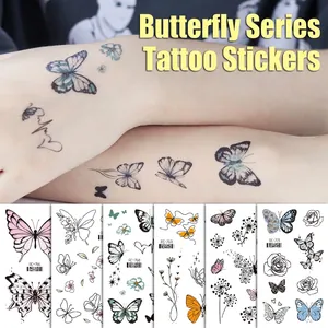 Butterfly Temporary Tattoo Stickers Waterproof Floral Flowers Planets Moon Star Art Body Fake Tattoos For Women Girls