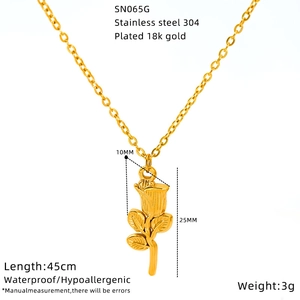 Spécifications de taille pour un collier pendentif rose dorée en acier inoxydable 304
