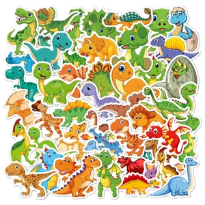 50 pieces of colorful cartoon dinosaur stickers featuring T-Rex for luggage and laptops