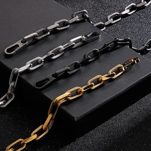 Rugged 10mm titanium steel curb chains for men in gold, silver, black, and grey