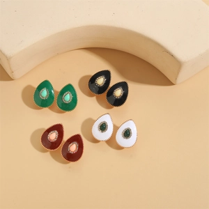 Waterdrop hoop earrings in gold with colorful crystals and rhinestones for women