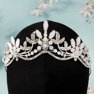 Elegante Corona Da Sposa Tiara Strass Lega Opale Resina Matrimonio Compleanno Festa Vintage Principessa Accessori Capelli Donna
