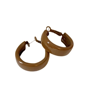 Retro brown geometric hoop earrings with minimalist matte finish for women