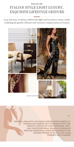 Close-up of premium black satin pajama set with golden palm leaf print and V-neckline