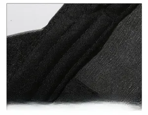 Detail view of thickened sweatband and reinforced stitching inside black baseball cap