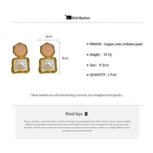Detailed size and material info for resin geometric earrings with silver needles