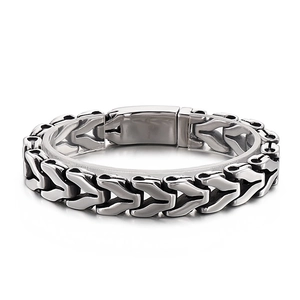 Men's 316L Stainless Steel Bracelet Dragon Bone V-Link Chain Industrial Punk Vintage Hip Hop Biker Jewelry Silver Black