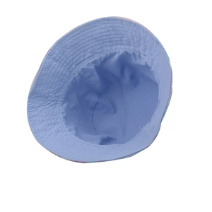 Colorful tie-dye bucket hat in white and blue featuring high-quality cotton stitching